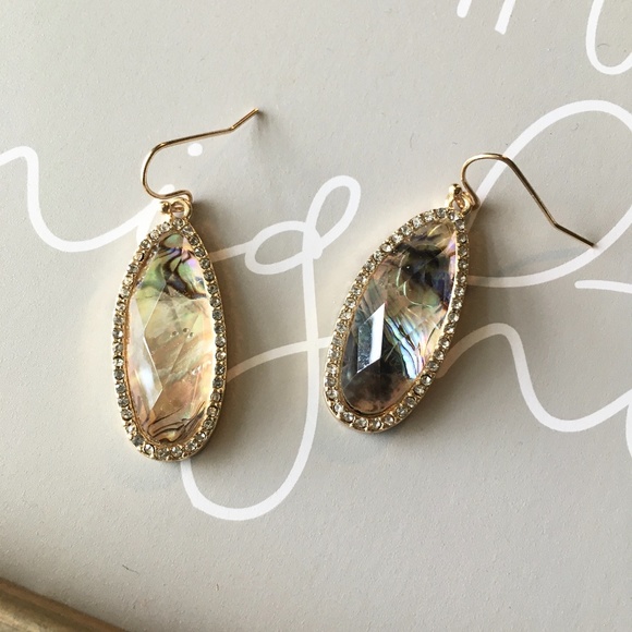 'Kira' Faceted Abalone Drop Gold Hook Earrings - Picture 6 of 7